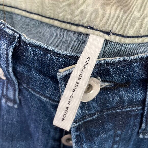 RAG & BONE rosa mid rise boyfriend jeans with button fly in emory with holes siz - Picture 5 of 8